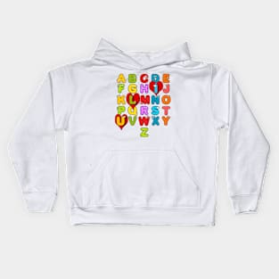 ABC Alphabet I Love You English Teacher Valentines Day Gift Kids Hoodie